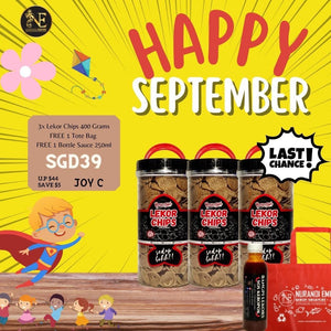 HAPPY SEPTEMBER - 3 X 400G LEKOR CHIPS + 1 X SOS + 1 X TOTE BAG